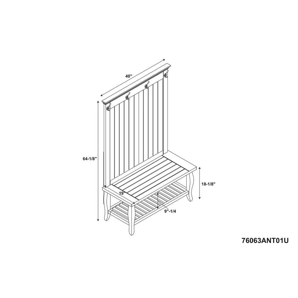 Santa Fe Antique Pine Hall Tree by Linon Home Decor 7 Santa Fe Antique Pine Hall Tree by Linon Home Decor - Image 5