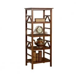 54.06 in. Antique Tobacco Wood 4-shelf Etagere Bookcase with Open Back by Linon Home Decor -Linon Home Decor Shop antique tobacco linon home decor bookcases bookshelves 86160atob 01 kd u c3 1000