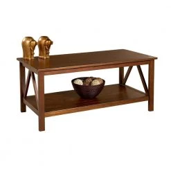 Titian 44 in. Antique Tobacco Large Rectangle Wood Coffee Table with Shelf by Linon Home Decor -Linon Home Decor Shop antique tobacco linon home decor coffee tables 86151atob 01 kd u 4f 1000