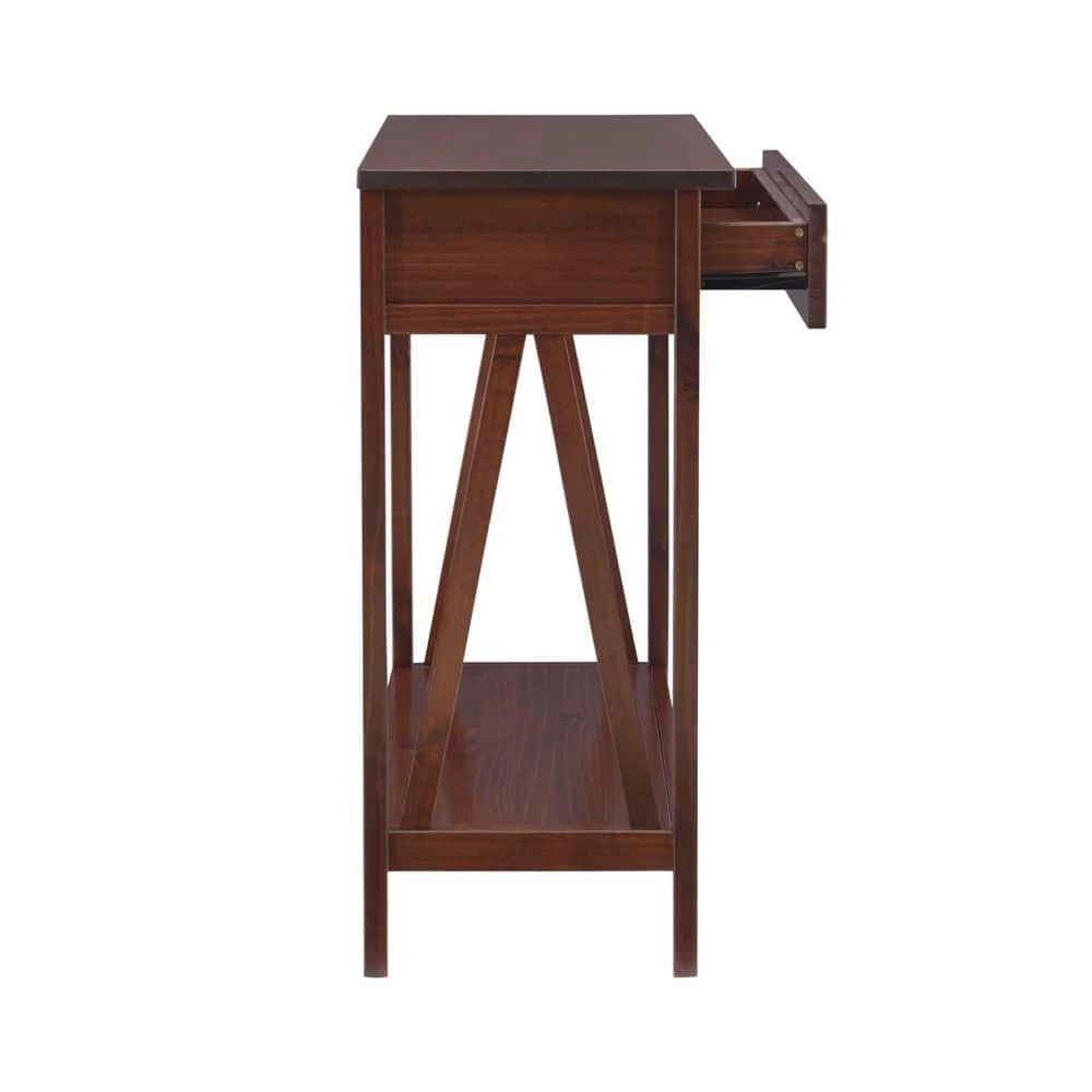 Titian 43 in. Antique Tobacco Standard Rectangle Wood Console Table with Drawers by Linon Home Decor 4 Titian 43 in. Antique Tobacco Standard Rectangle Wood Console Table with Drawers by Linon Home Decor - Image 2