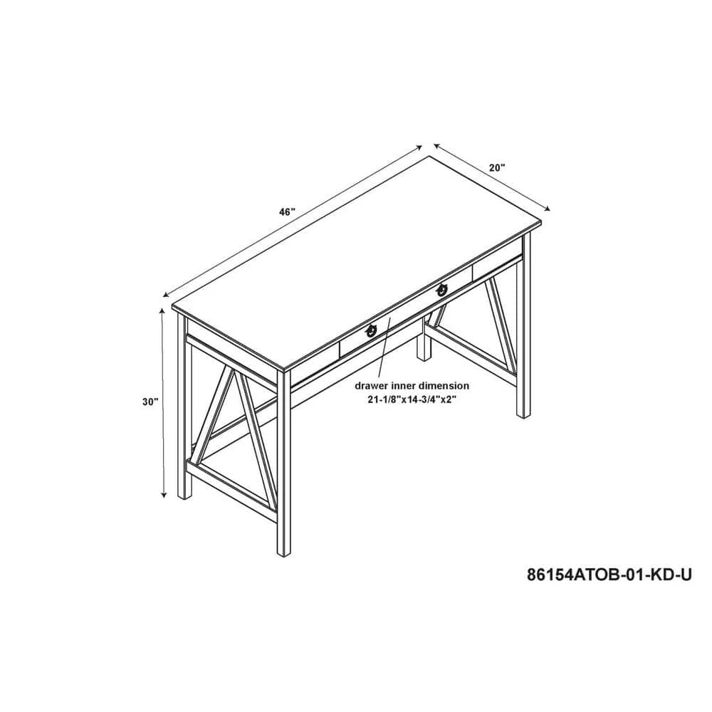 46 in. Rectangular Antique Tobacco 1 Drawer Writing Desk with Built-In Storage by Linon Home Decor 10 46 in. Rectangular Antique Tobacco 1 Drawer Writing Desk with Built-In Storage by Linon Home Decor - Image 8