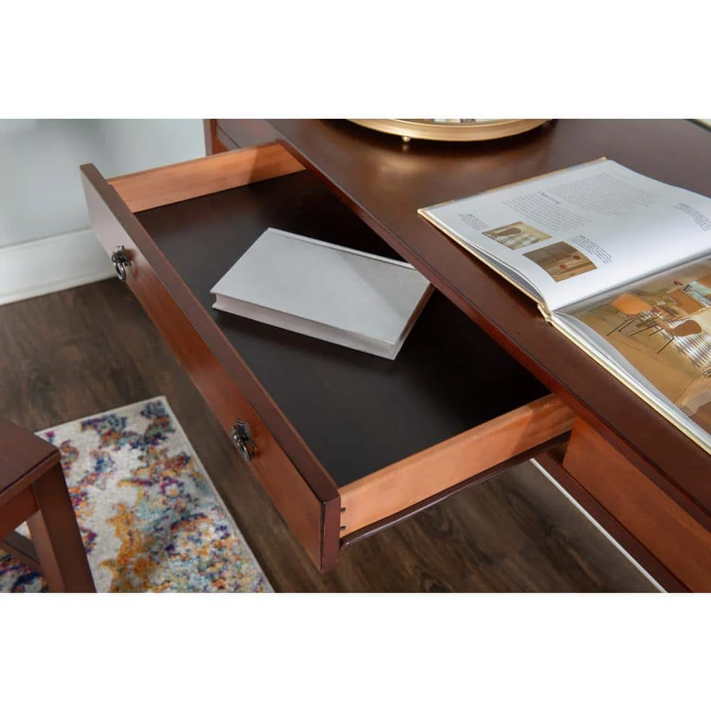 46 in. Rectangular Antique Tobacco 1 Drawer Writing Desk with Built-In Storage by Linon Home Decor 7 46 in. Rectangular Antique Tobacco 1 Drawer Writing Desk with Built-In Storage by Linon Home Decor - Image 5