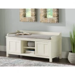 Hempstead 20.98 in. H x 45 in. W x 17.01 in. D White Storage Bench by Linon Home Decor -Linon Home Decor Shop antique white linon home decor dining benches thd03594 31 1000