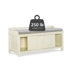 Hempstead 20.98 in. H x 45 in. W x 17.01 in. D White Storage Bench by Linon Home Decor -Linon Home Decor Shop antique white linon home decor dining benches thd03594 76 1000
