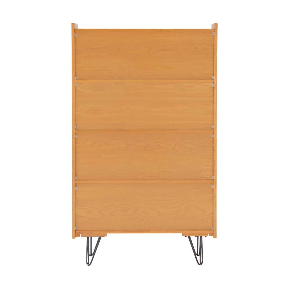 May 48.75 in. Ash Brown 4-Shelf Accent Bookcase by Linon Home Decor 5 May 48.75 in. Ash Brown 4-Shelf Accent Bookcase by Linon Home Decor - Image 3
