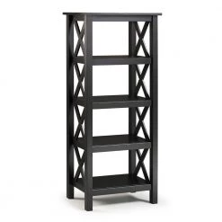 Ramsey 54 in. Black Wood 4-shelf Standard Bookcase with Open Back by Linon Home Decor -Linon Home Decor Shop balck linon home decor bookcases bookshelves thd02086 44 1000