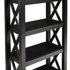 Ramsey 54 in. Black Wood 4-shelf Standard Bookcase with Open Back by Linon Home Decor -Linon Home Decor Shop balck linon home decor bookcases bookshelves thd02086 c3 1000