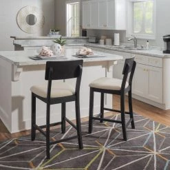 Rodman 38 in. H Dark Charcoal High Back Wood Frame Counter stool by Linon Home Decor -Linon Home Decor Shop balckwash linon home decor bar stools thd04063 1f 1000