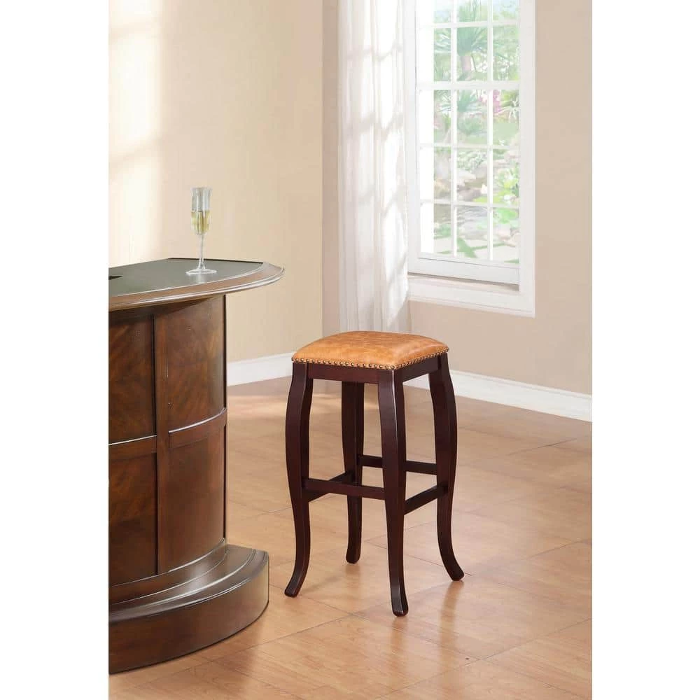 San Francisco 30 in. Brown Wenge Cushioned Bar Stool by Linon Home Decor 5 San Francisco 30 in. Brown Wenge Cushioned Bar Stool by Linon Home Decor - Image 3