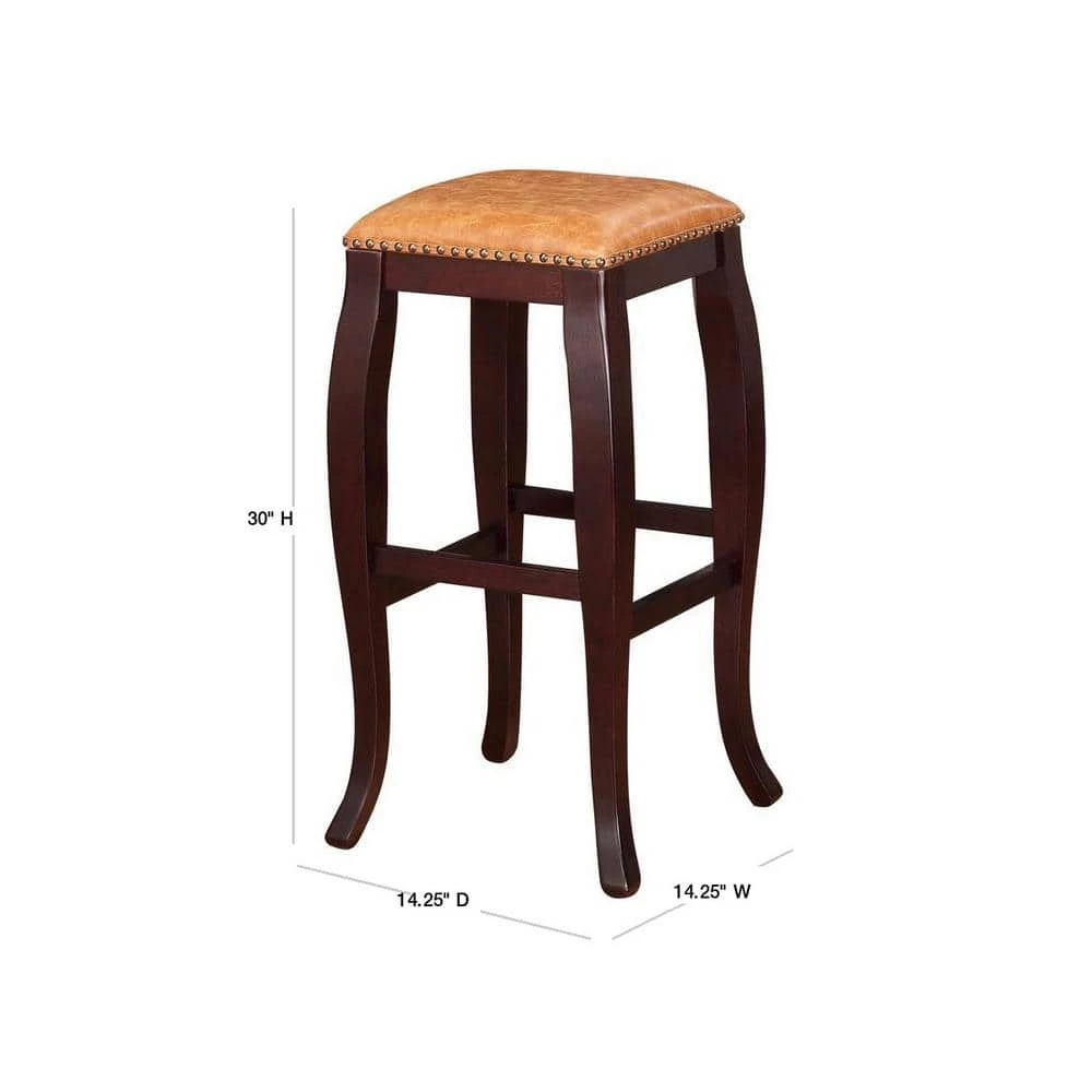 San Francisco 30 in. Brown Wenge Cushioned Bar Stool by Linon Home Decor 4 San Francisco 30 in. Brown Wenge Cushioned Bar Stool by Linon Home Decor - Image 2