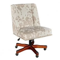 Bruce Palomino Beige Cow Print Office Chair with Adjustable Seating by Linon Home Decor