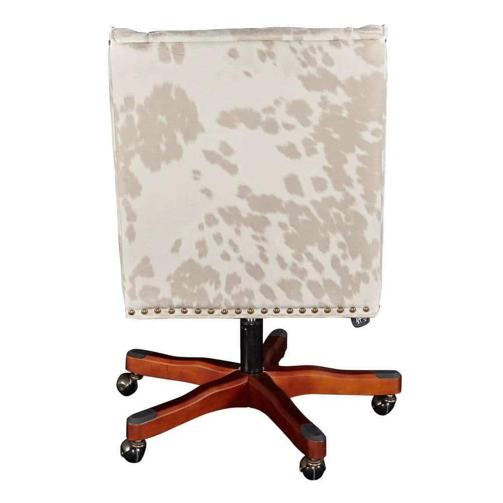 Bruce Palomino Beige Cow Print Office Chair with Adjustable Seating by Linon Home Decor 5 Bruce Palomino Beige Cow Print Office Chair with Adjustable Seating by Linon Home Decor - Image 3
