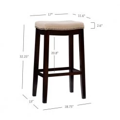 Hampton 30 in. Dark Walnut Cushioned Bar Stool by Linon Home Decor -Linon Home Decor Shop beige dark walnut linon home decor bar stools 98326wal 01 kd 1f 1000