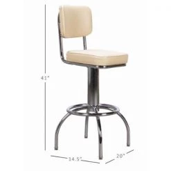 Jaxon Silver Metal 31 in. Barstool with Beige / Tan Faux Leather Seat by Linon Home Decor -Linon Home Decor Shop beige linon home decor bar stools thdac3742 44 1000