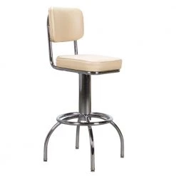 Jaxon Silver Metal 31 in. Barstool with Beige / Tan Faux Leather Seat by Linon Home Decor