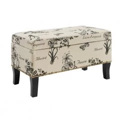 Sachar Botanical Linen Storage Ottoman Bench by Linon Home Decor