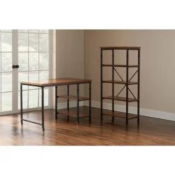 54 in. Black/Ash Veneer Metal 4-shelf Etagere Bookcase with Open Back by Linon Home Decor -Linon Home Decor Shop black ash veneer linon home decor bookcases bookshelves 862255ash01u 31 1000