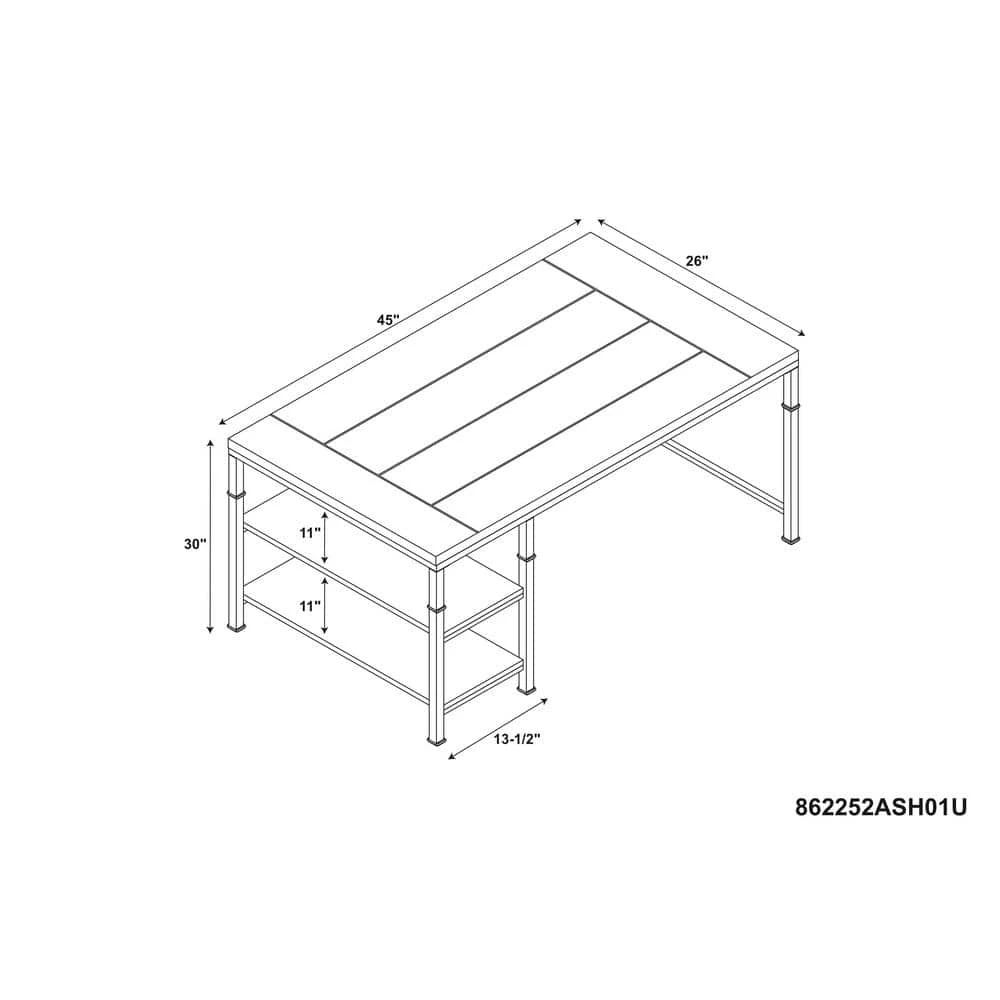 45 in. Rectangular Black/Ash Veneer Writing Desk with Open Storage by Linon Home Decor 9 45 in. Rectangular Black/Ash Veneer Writing Desk with Open Storage by Linon Home Decor - Image 7