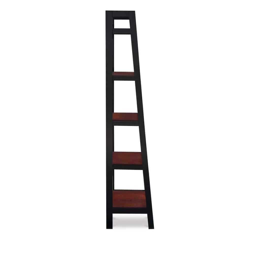 59.84 in. Black Cherry Wood 5-shelf Ladder Bookcase with Open Back by Linon Home Decor 7 59.84 in. Black Cherry Wood 5-shelf Ladder Bookcase with Open Back by Linon Home Decor - Image 5