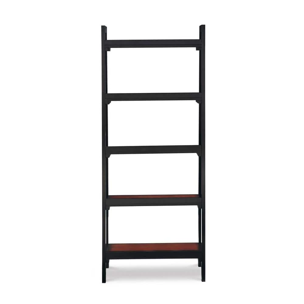 59.84 in. Black Cherry Wood 5-shelf Ladder Bookcase with Open Back by Linon Home Decor 8 59.84 in. Black Cherry Wood 5-shelf Ladder Bookcase with Open Back by Linon Home Decor - Image 6