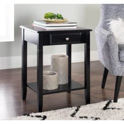 Camden 18 in. W Black Cherry 24 in. H Rectangle Wood top End Table by Linon Home Decor -Linon Home Decor Shop black cherry linon home decor end side tables 64027blkchy01kdu 31 1000