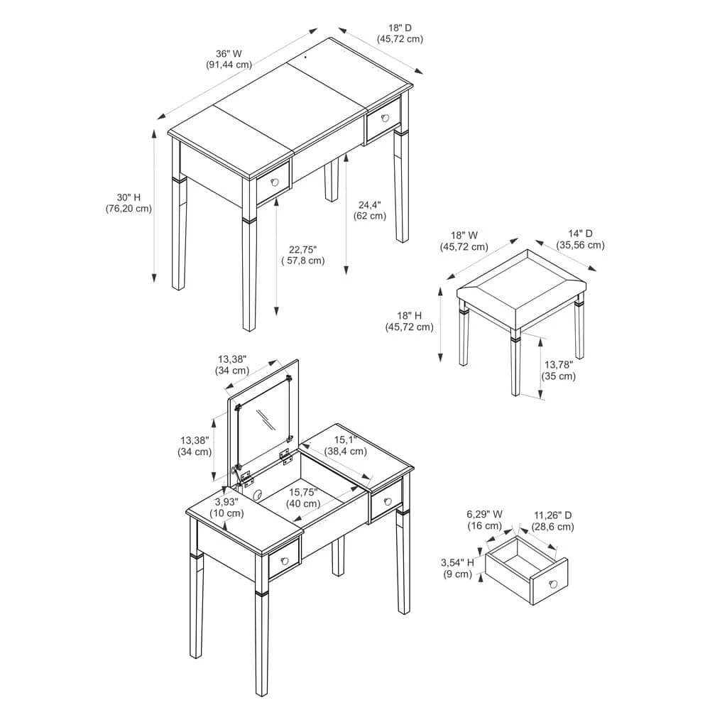 Camden 2-Piece Black Cherry Vanity Set by Linon Home Decor 11 Camden 2-Piece Black Cherry Vanity Set by Linon Home Decor - Image 9