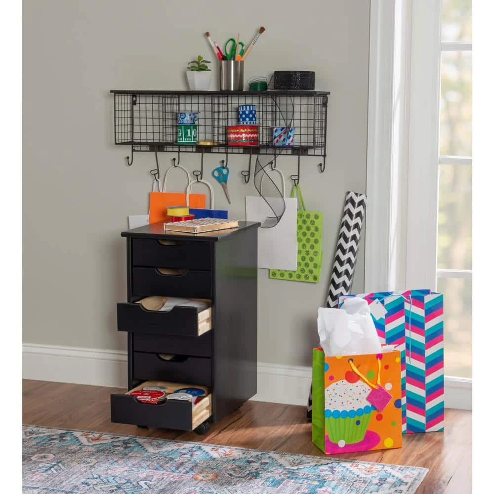 McLeod Black Six Drawer Rolling Accent Cabinet by Linon Home Decor 8 McLeod Black Six Drawer Rolling Accent Cabinet by Linon Home Decor - Image 6