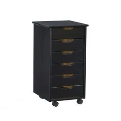 McLeod Black Six Drawer Rolling Accent Cabinet by Linon Home Decor