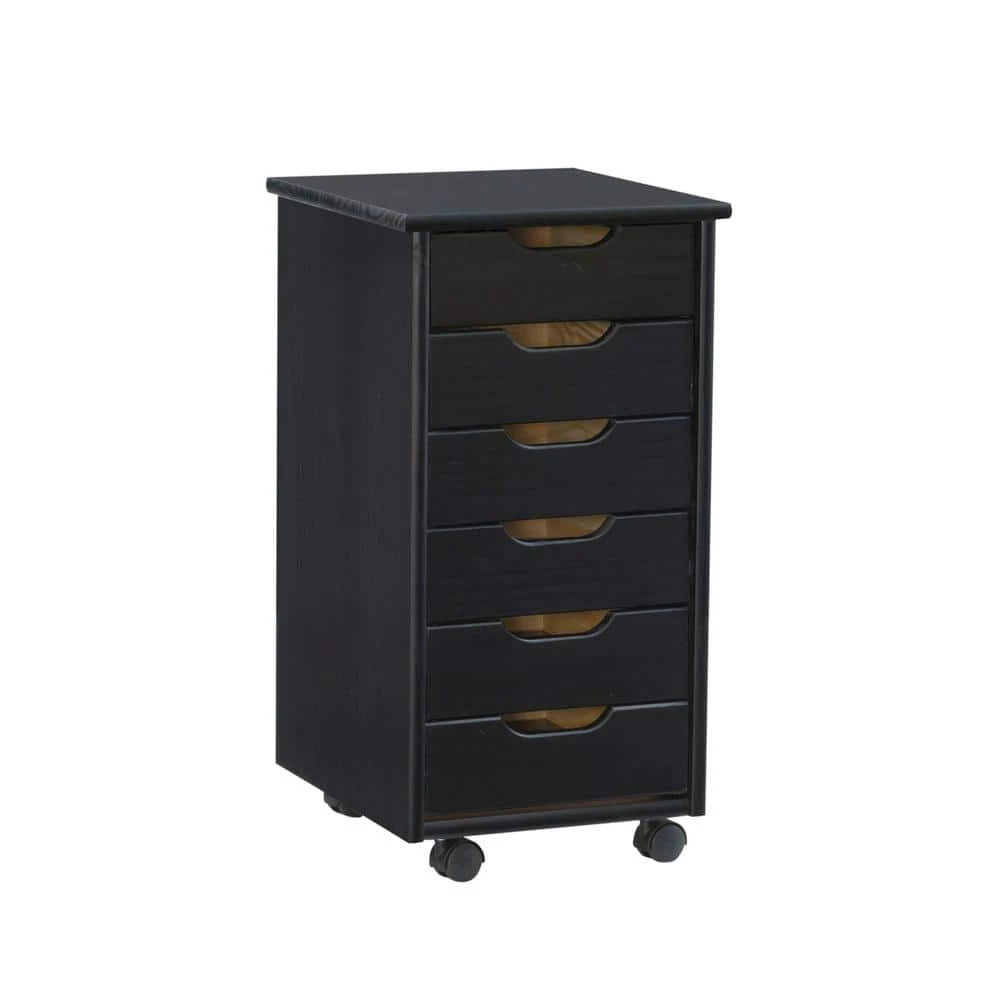 McLeod Black Six Drawer Rolling Accent Cabinet by Linon Home Decor 3 McLeod Black Six Drawer Rolling Accent Cabinet by Linon Home Decor