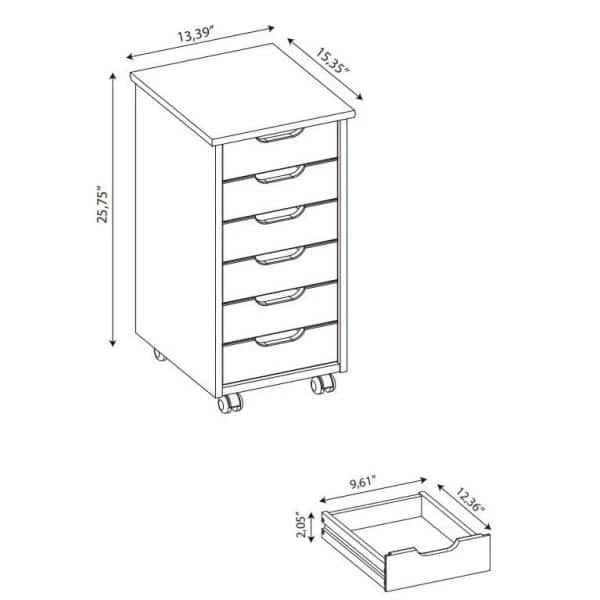 McLeod Black Six Drawer Rolling Accent Cabinet by Linon Home Decor 12 McLeod Black Six Drawer Rolling Accent Cabinet by Linon Home Decor - Image 10