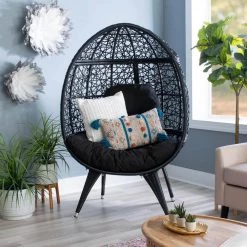 Alessandra Black Aluminum Side Chair Frame with Thick Black Cushion Round Chair by Linon Home Decor 19 Alessandra Black Aluminum Side Chair Frame with Thick Black Cushion Round Chair by Linon Home Decor -Linon Home Decor Shop black linon home decor accent chairs thd03211 31 1000