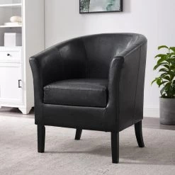 Anthony Black Faux Leather Club Chair by Linon Home Decor -Linon Home Decor Shop black linon home decor accent chairs thd03290 31 1000