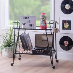 Winona Black Bar Cart with Two Shelves and Casters by Linon Home Decor 19 Winona Black Bar Cart with Two Shelves and Casters by Linon Home Decor -Linon Home Decor Shop black linon home decor bar carts thd03682 31 1000