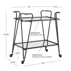 Winona Black Bar Cart with Two Shelves and Casters by Linon Home Decor 18 Winona Black Bar Cart with Two Shelves and Casters by Linon Home Decor -Linon Home Decor Shop black linon home decor bar carts thd03682 44 1000