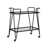 Winona Black Bar Cart with Two Shelves and Casters by Linon Home Decor
