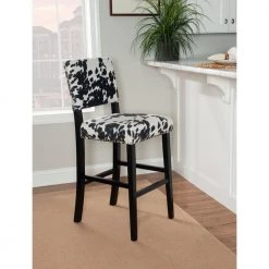 Carolyn Black Cow Print Bar Stool by Linon Home Decor -Linon Home Decor Shop black linon home decor bar stools thd00587 31 1000