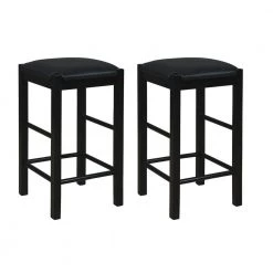 Mina Black Backless 25 in. Counter Stools (Set of 2) by Linon Home Decor