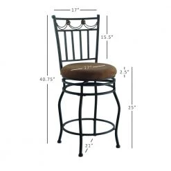 Charming 40"H Black Metal 25" Seat Height Counter Stool with Padded Brown Microfiber Seat by Linon Home Decor 12 Charming 40"H Black Metal 25" Seat Height Counter Stool with Padded Brown Microfiber Seat by Linon Home Decor -Linon Home Decor Shop black linon home decor bar stools thd03420 4f 1000