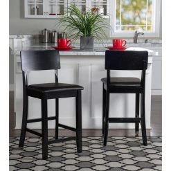 Toro 37"H Black Wood 25" Seat Height Counter Stool with Padded Vinyl Seat by Linon Home Decor -Linon Home Decor Shop black linon home decor bar stools thd03467 31 1000