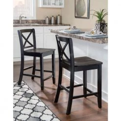Alexandria 24" Black X Back Wood Counter Stool by Linon Home Decor -Linon Home Decor Shop black linon home decor bar stools thd03485 31 1000