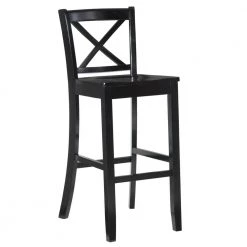 Alexandria 30 in. Black X Back Wood Seat Bar Stool by Linon Home Decor
