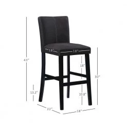 Iola 30" Charcoal Microfiber Upholstery Back and Seat Barstool by Linon Home Decor -Linon Home Decor Shop black linon home decor bar stools thd03496 44 1000
