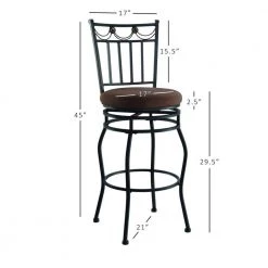 Enzo 30 in. Black Barstool with Brown Upholstered Seating by Linon Home Decor -Linon Home Decor Shop black linon home decor bar stools thd03506 4f 1000