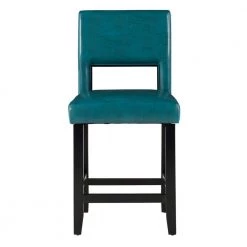 Edison 24 in. Blue Upholstered Counter Stool by Linon Home Decor