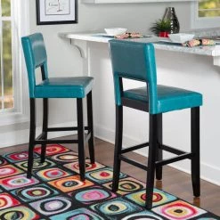 Edison 30 in. Blue Upholstered Bar Stool by Linon Home Decor -Linon Home Decor Shop black linon home decor bar stools thd03511 31 1000