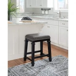 Nelson 25 in. Black Backless Tweed Counter Stool by Linon Home Decor -Linon Home Decor Shop black linon home decor bar stools thd03528 31 1000