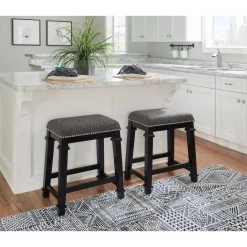Nelson 25 in. Black Backless Tweed Counter Stool by Linon Home Decor -Linon Home Decor Shop black linon home decor bar stools thd03528 4f 1000