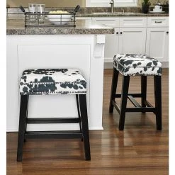 Benjamin 24 in. Black and White Cow Print Counter Stool by Linon Home Decor -Linon Home Decor Shop black linon home decor bar stools thd03532 c3 1000