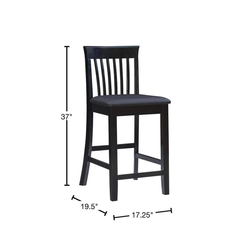 Groovi 24 in. Black Ladder Back Wood Craftsman Counter Stool with Vinyl Seat by Linon Home Decor 5 Groovi 24 in. Black Ladder Back Wood Craftsman Counter Stool with Vinyl Seat by Linon Home Decor - Image 3
