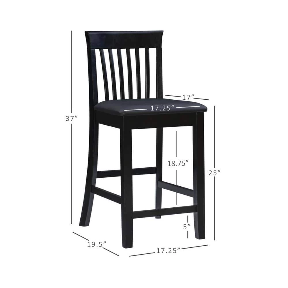 Groovi 24 in. Black Ladder Back Wood Craftsman Counter Stool with Vinyl Seat by Linon Home Decor 10 Groovi 24 in. Black Ladder Back Wood Craftsman Counter Stool with Vinyl Seat by Linon Home Decor - Image 8